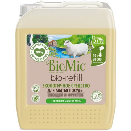 Эко средство для мытья посуды BioMio® BIO-CARE, концентрат, мята, 10 л