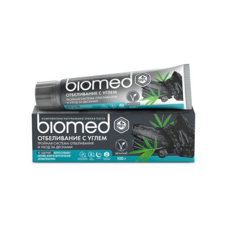 Зубная паста с углем Biomed® WHITE COMPLEX отбеливающая, черная, 100 г