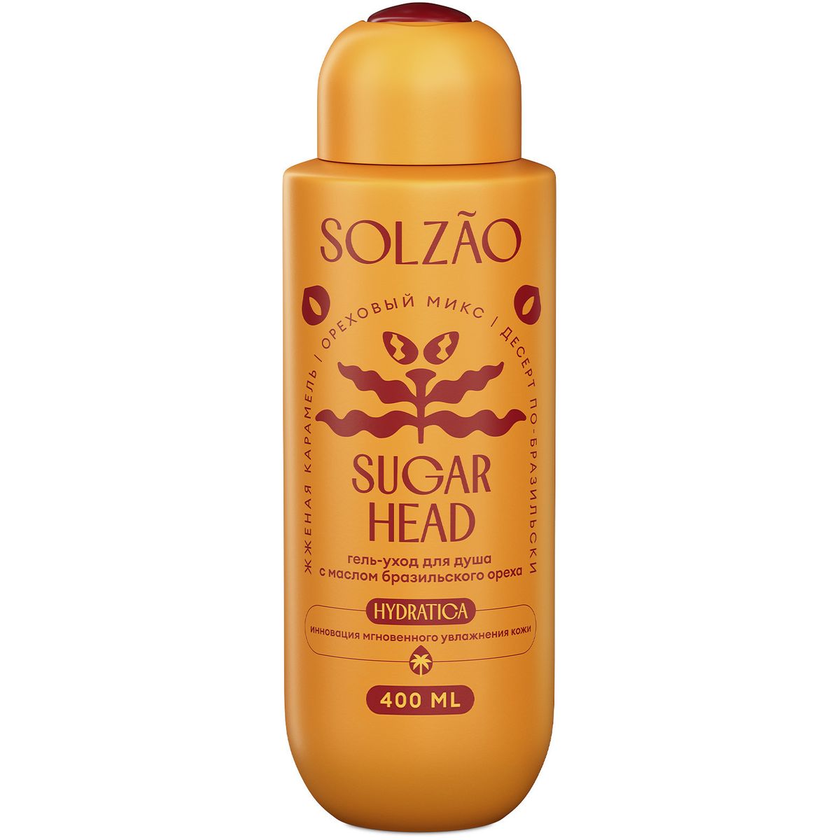 Гель для душа Solzao Sugar Head, с маслом бразильского ореха, увлажняющий, без парабенов, 400 мл