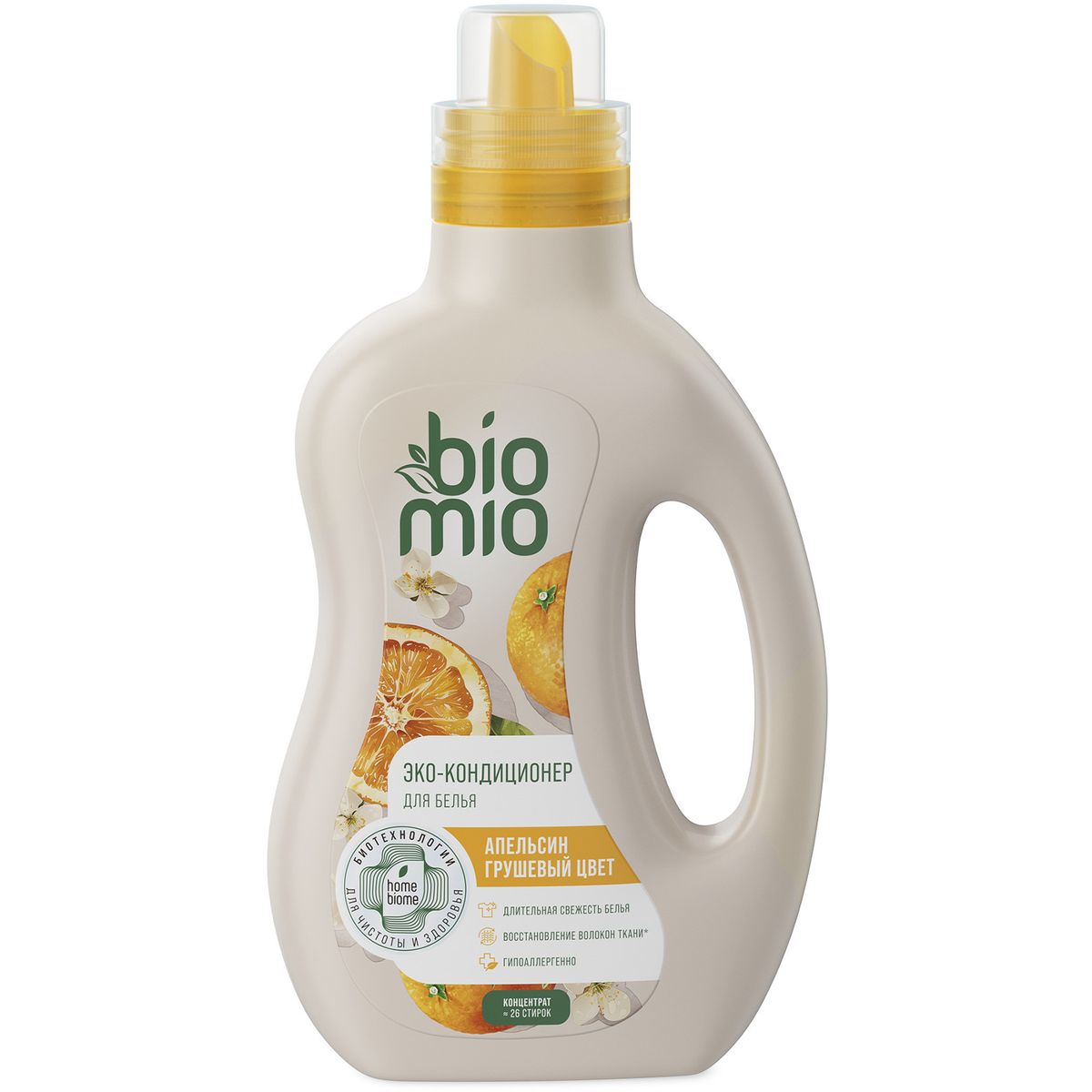 Экологичный кондиционер для белья BioMio® BIO-SOFT, апельсин-грушевый цвет, 800 мл