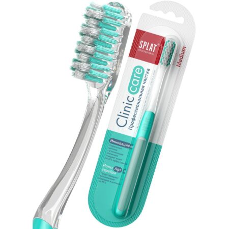 Зубная щётка SPLAT® CLINIC CARE Medium с двухуровневой щетиной, средняя жесткость, зеленая