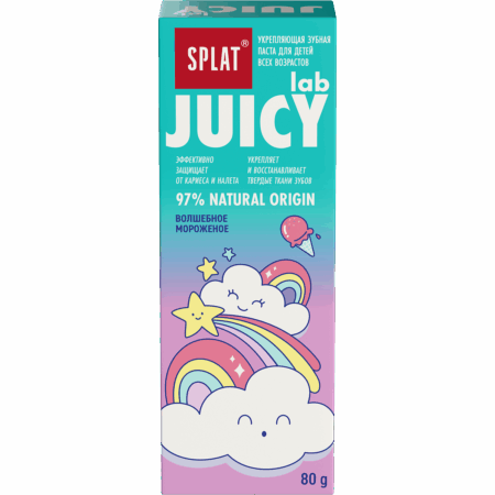 Детская зубная паста SPLAT® JUICY® LAB, без фтора, Волшебное мороженое, 80 г