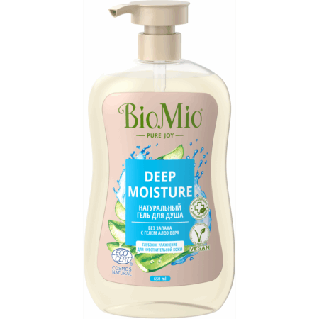 Гель для душа BioMio® BIO SHOWER GEL для чувствительной кожи с алоэ, без запаха, 650 мл