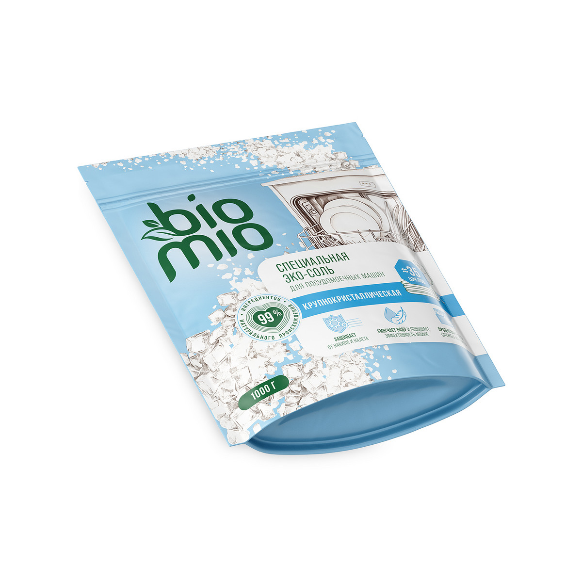 Эко соль для посудомоечной машины BioMio® BIO-SALT без запаха, 1 кг — изображение 4