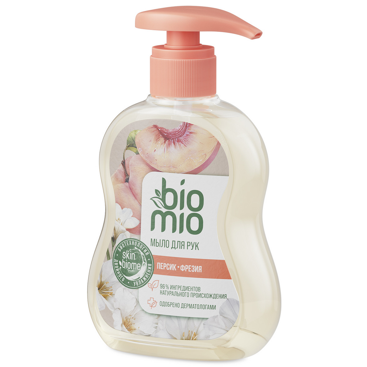 Натуральное жидкое мыло BioMio® Natural Liquid Soap с маслом персика, 300 мл — изображение 4