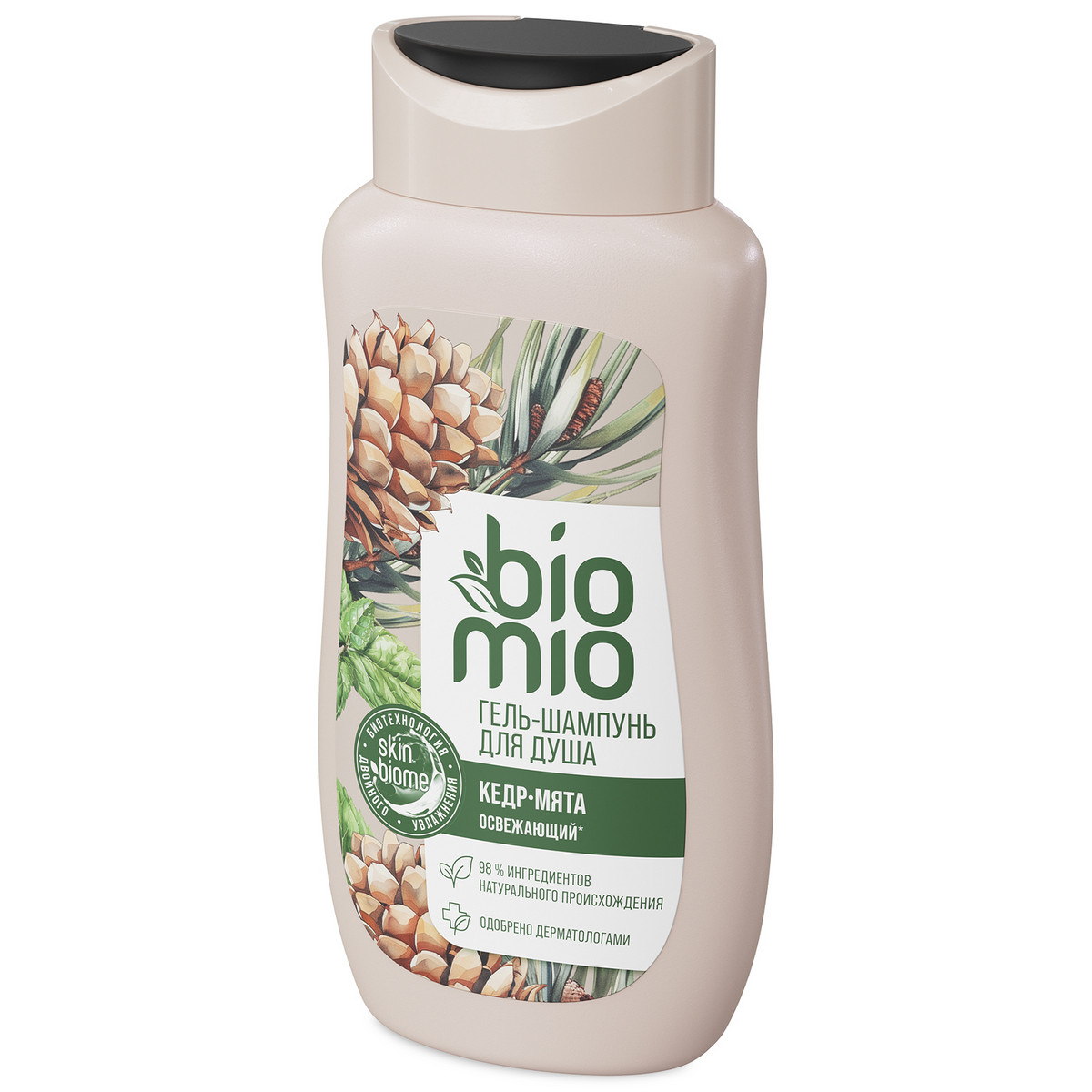 Гель-шампунь для душа мужской BioMio® BIO SHOWER BODY & HAIR GEL 2в1, мята и кедр, 250 мл — изображение 4