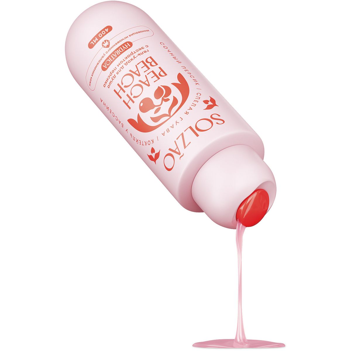 Гель для душа Solzao Peach Beach с экстрактом персика, увлажняющий, без парабенов, 400 мл — изображение 4