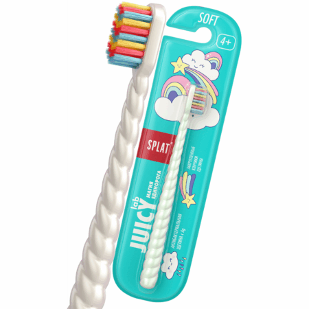 Детская зубная щётка SPLAT® JUICY LAB "Магия единорога" от 4 лет, мягкая, жемчужная/бирюзовая