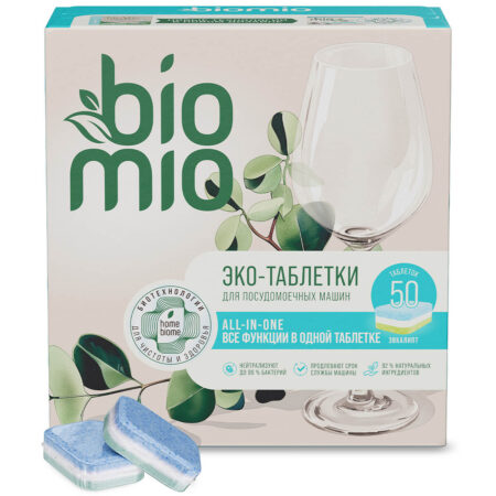 Эко-таблетки для посудомоечной машины All-in-One с эфирным маслом эвкалипта, 16г / 50шт