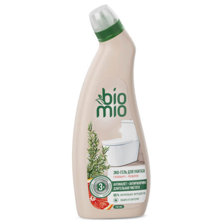 Чистящее средство для унитаза BioMio (БиоМио). Антибактериальный эко-гель с эфирными маслами грейпфрута и розмарина. 750 мл.