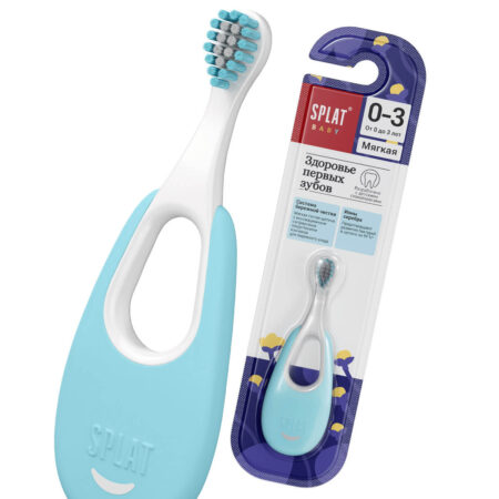 Детская  зубная щетка  «SPLAT Baby» с ионами серебра от 0 до 3 лет, мягкая, голубая