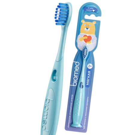 Зубная щетка детская BIOMED (БИОМЕД), с ионами серебра, мягкая. Голубая от 2 лет