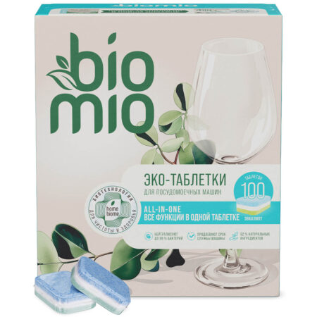 Эко-таблетки для посудомоечной машины All-in-One с эфирным маслом эвкалипта, 16г / 100шт