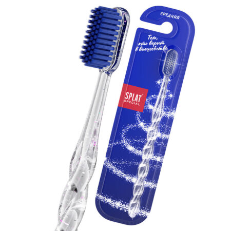 Комплексная зубная щетка серии Special «SPLAT (СПЛАТ) Белоснежная улыбка». Средняя. Прозрачная